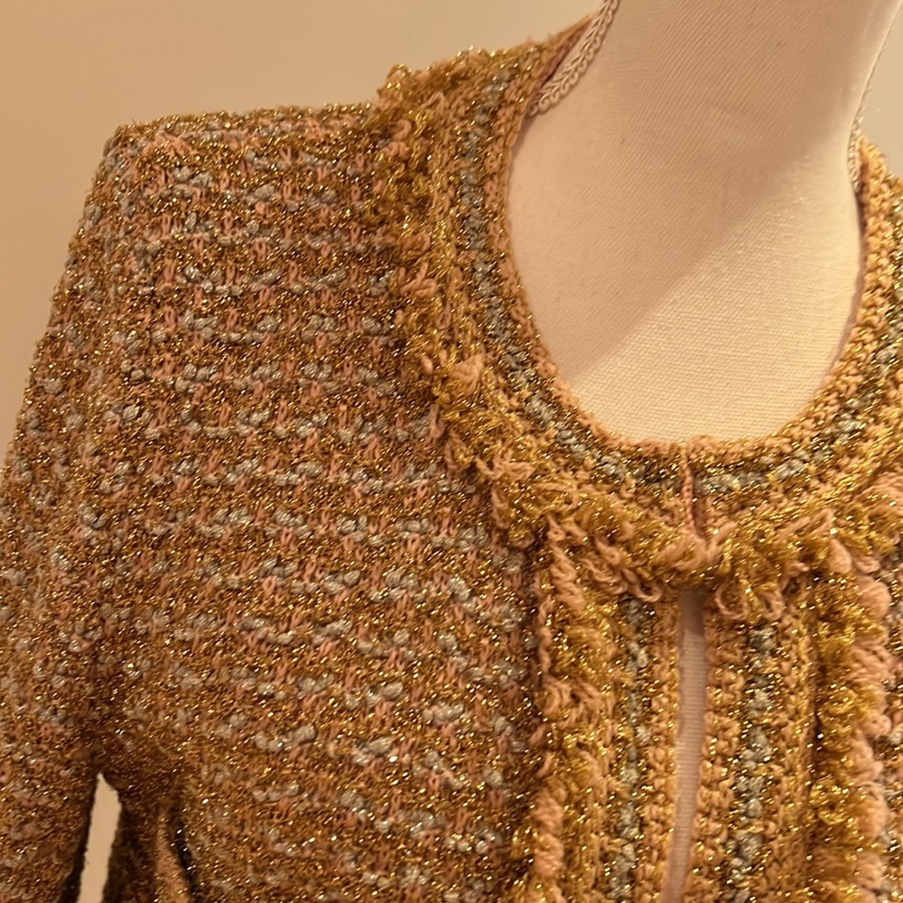 M Missoni Gold Silver Glitter Knit Skirt Suit Size 44 - Picture 6 of 17